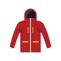 Red winter jacket protecting from cold weather vector