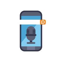 Smartphone displaying voice search with microphone and search bar icon vector