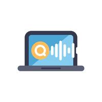 Laptop displaying voice search engine interface with sound wave icon vector