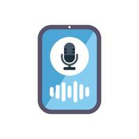 Smartphone displaying microphone icon and sound waves vector