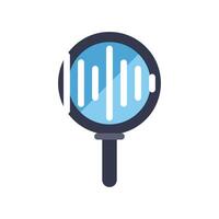 Magnifying glass analyzing sound wave for music search app vector