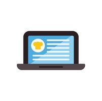 Laptop showing online recipe website with chef hat icon vector