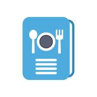 Blue menu with fork spoon and plate presenting culinary delights vector