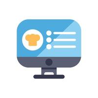 Online cooking course website with toque displaying on desktop computer screen vector