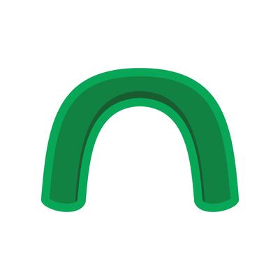 Green arch connecting two points forming an abstract letter n