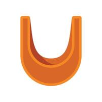Orange u shaped plumbing part for water drainage system vector
