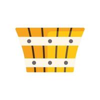 Empty wooden basket with metal rings reinforcing structure vector