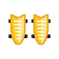 Pair of yellow shin guards protecting legs during soccer game vector