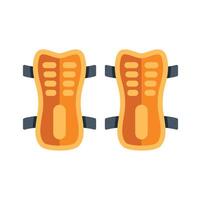 Pair of orange soccer shin guards protecting player legs during match vector