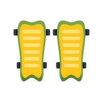 Pair of yellow and green shin guards protecting legs during soccer game vector