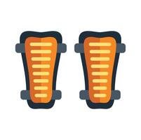 Pair of orange shin guards protecting legs during soccer game vector