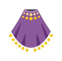 Purple skirt with yellow circles representing belly dancer outfit in flat style design vector