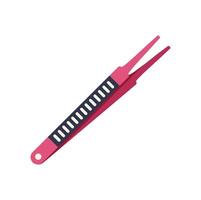 Pink tweezers lying diagonally on white background vector