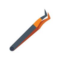 Tweezers for eyelash extension lying diagonally on white background vector