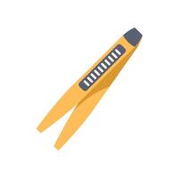 Yellow tweezers for eyebrow correction lying diagonally vector