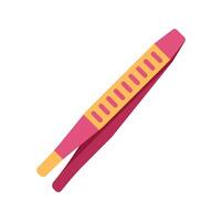 Pink eyebrow tweezers for eyelash extension procedure vector