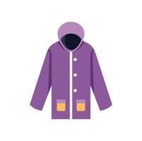 Purple raincoat protecting from rain and cold weather vector