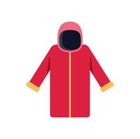 Red winter coat with hood keeping someone warm during wintertime vector