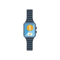 Smart watch showing successful mobile payment transaction vector