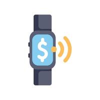 Smartwatch making contactless payment sending wifi signal vector