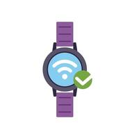 Smartwatch displaying wifi connection symbol and green check mark vector