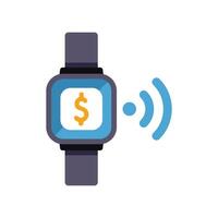 Smartwatch making contactless payment transaction sending wifi signal vector