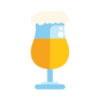 Glass of beer with foam on top flat icon vector