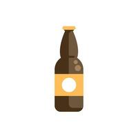 Brown beer bottle with blank round label standing on white background vector