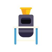 Modern coffee machine standing on a small table for brewing fresh espresso vector