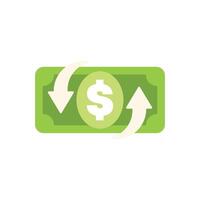 Money turnover with banknote and arrows showing cash flow vector