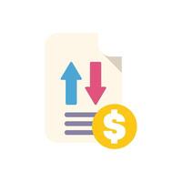 Document showing money transaction with up and down arrows vector