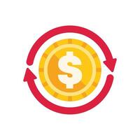 Money circulation concept with rotating arrows around dollar coin vector