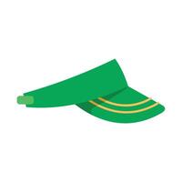 Green sun visor cap with gold lines isolated on white background vector