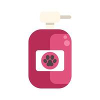 Pink plastic bottle with dispenser containing pet shampoo vector