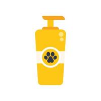 Yellow plastic bottle with dispenser containing pet shampoo vector