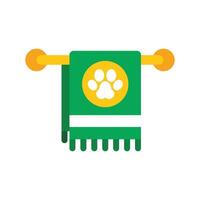 Green towel hanging on a towel rail with paw print symbol vector