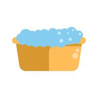 Yellow basin filled with water and soap suds for laundry vector