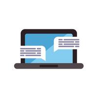 Laptop showing online chatting with speech bubbles vector
