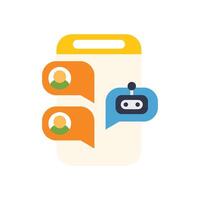 Chatbot chatting with customers on mobile phone screen vector