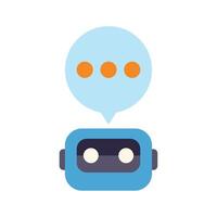 Blue chatbot speaking with three dots inside speech bubble vector