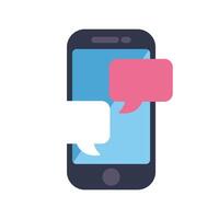 Smartphone displaying instant messages exchanging conversation vector
