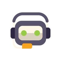 Chatbot wearing headphones is listening and speaking using artificial intelligence vector