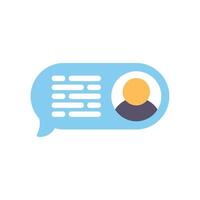 Blue speech bubble showing online chat with user profile vector