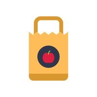 Brown paper bag showing an apple inside a circle logo vector
