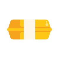 Closed styrofoam container holding food with blank label for branding vector