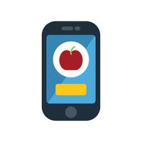 Smartphone displaying food delivery application with red apple icon vector