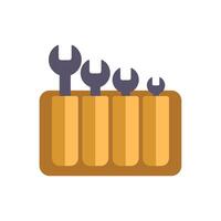 Four wrenches standing in a toolbox organizer vector