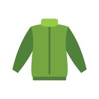 Green jacket with zipper keeping you warm during cold season vector