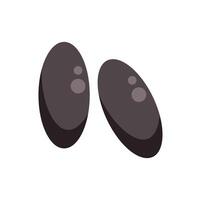 Two black beans floating on white background vector
