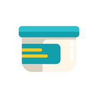 Round plastic container with blue lid for body butter storing vector